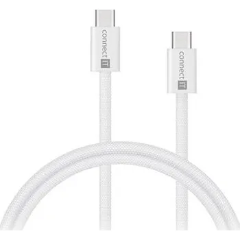 Napájecí kabel CONNECT IT Wirez kabel USB-C -> USB-C, 60 W, 1 m, BÍLÁ CCA-7010-WH