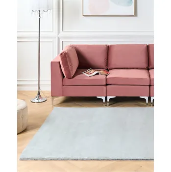 Koberec Koberec z umělé zaječí kožešiny mátový šedý 160 x 230 cm umělá polyesterová kožešina měkký huňatý s vysokým vlasem Beliani