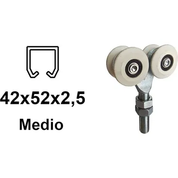 Pohon brány Vozík pro výklopná vrata 4 kolečka pro profil 42×52×2,5 nylonová kolečka, ECO