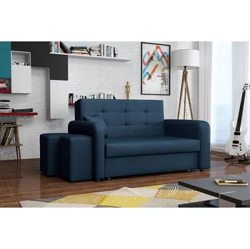 Pohovka Falco Rozkládací pohovka Vivian Home II s úložným prostorem a taburetkami, modrá Malmo 81