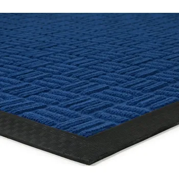 Rohožka Modrá textilní gumová vstupní rohož FLOMA Criss Cross - délka 90 cm, šířka 150 cm, výška 0,8 cm