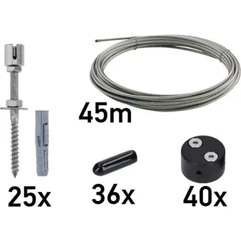 Opora na rostlinu Sada pro vytvoření zelené stěny 2000x2000mm, 3mm drát, nerezová ocel s plastovými spojkami
