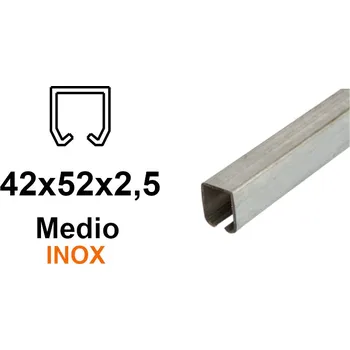 INOX C-profil pro závěsnou bránu 42×52×2,5, nerezový 6 m (ZB-CP42x52M-INOX-6)