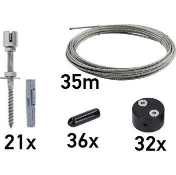 Opora na rostlinu Sada pro vytvoření zelené stěny 3000x1000mm, 3mm drát, nerezová ocel s plastovými spojkami