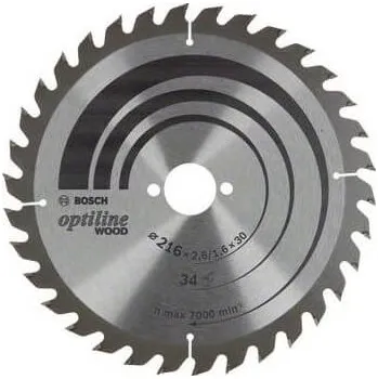 Pilový kotouč Bosch Pilový kotouč Optiline Wood 216 x 2.6/1.6 x 30 mm, T34 (2608838409)