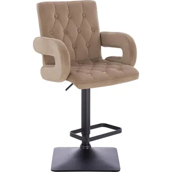 Barová židle Barová židle velur Velen základna černá - béžový