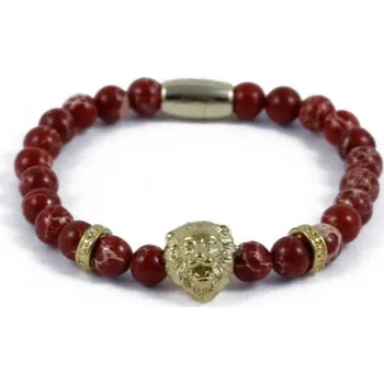 Náramek Zlatý Lev - náramek z minerálů s kameny z červeného sedimentu