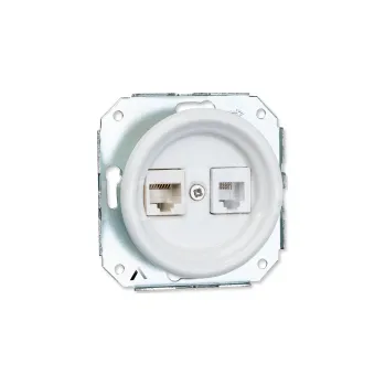 Elektrická zásuvka VINTAGE zásuvka DATOVÁ RJ45 bez rámečku bílá keramika kulatá 2CAT.5EX