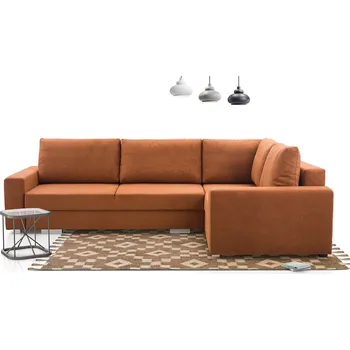 Sedací souprava Falco Rohová sedací souprava Toro, rozkládací s úložným prostorem, pravá, oranžovo hnědá/Aston 10