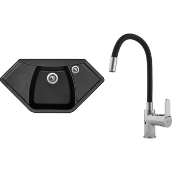 Kuchyňský dřez Set Sinks G17326 (dřez Naiky 980 Pureblack 26 + baterie Flexia lesklá)