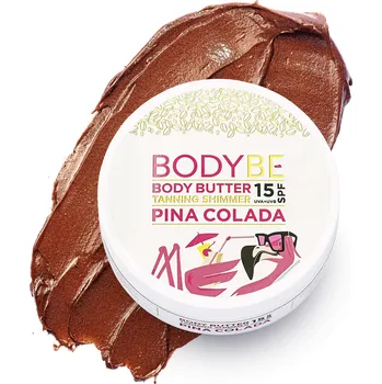 Přípravek na opalování BODYBE Opalovací máslo SPF 15 s třpytivým efektem - Piña Colada - 145g