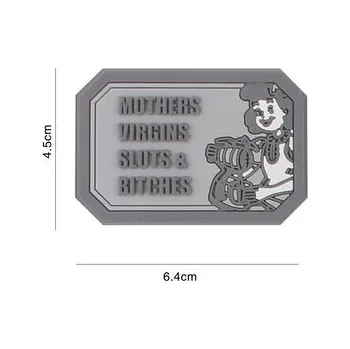 Nášivka Gumová nášivka 101 Inc nápis Mothers Virgins Sluts - šedá