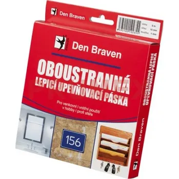 Lepicí páska Den Braven Oboustranně lepicí upevňovací páska v krabičce - 15 x 1 mm x 5 m bílá