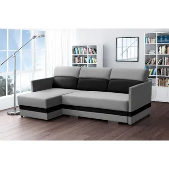 Sedací souprava Falco Rohová sedací souprava Berry, rozkládací s úložným prostorem, levá, šedá/černá Casablanka 2314/2316