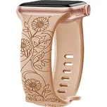 Řemínek gravírované květiny pro Apple Watch 42/44/45/46/49mm Barva: Slunečnice - béžová