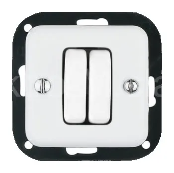 vypínač VINTAGE vypínač 6+6 (5B) bílá hranaté bez rámečku klapka keramika S220QX