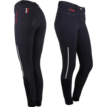 Jezdecké kalhoty Dámské rajtky QHP Coco - se silikonovým sedem, 40 - Černá