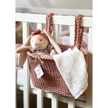 Háčkovaný kapsář na postýlku - velký 30x20cm Barva: Starorůžová