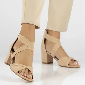 Dámské sandále Dámské sandály na jehlovém podpatku PAW539B / DS6262 Béžová- Filippo béžová 37