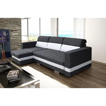 Sedací souprava Falco Rohová sedací souprava Rimini, rozkládací s úložným prostorem, levá, šedá Etna 96/bílá Eko