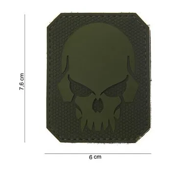 Gumová nášivka 101 Inc Pirate Skull - olivová
