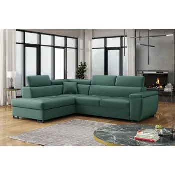 Sedací souprava Falco Rohová sedací souprava Wiliam, rozkládací s úložným prostorem, levá, tyrkysová/Velvet 72