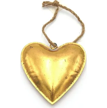 Party dekorace Plechové srdíčko závěs - zlaté - 13 cm