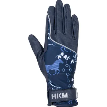 Jezdecké rukavice HKM Bloomsbury, S - Tmavě modrá