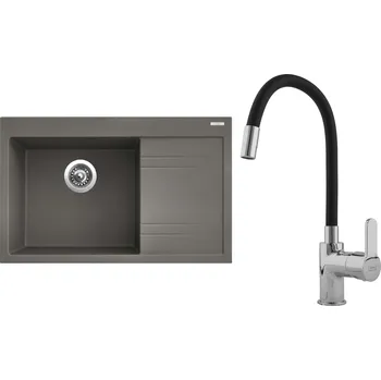 Kuchyňský dřez Set Sinks G5354 (dřez Rim 780 L Truffle 54 levý + baterie Flexia lesklá)