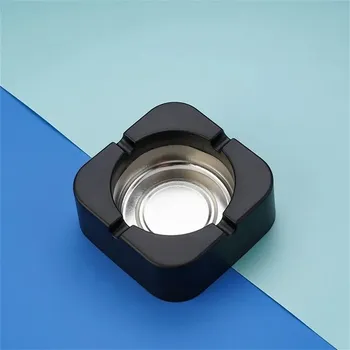 Popelník Plastový popelník v jednoduchém nordickém stylu - Černý čtverec