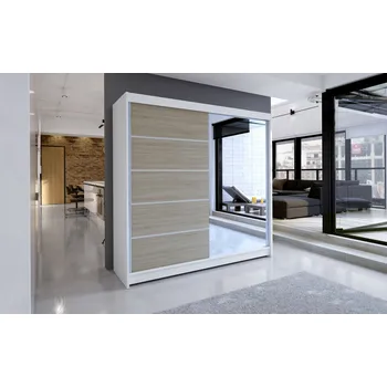 Šatní skříň Falco Šatní skříň Taisa III 180 se zrcadlem, bílá/sonoma