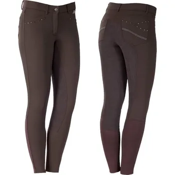 Jezdecké kalhoty Dámské rajtky Horze Olivia - s koženým sedem, 40 - Hnědá