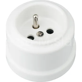 vypínač VINTAGE zásuvka bílá nástěnná keramická K1-R65MF