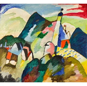 Plakát Plakát, Obraz - Murnau with Church II (1910), Wassily Kandinsky