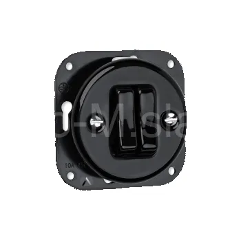 vypínač VINTAGE 2 tlačítko (žaluzie) černá bez rámečku klapka kulatá keramika R231QSX