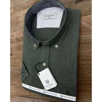 Pánská košile Luxusní košile s krátkým rukávem BUFFON lněná, VELIKOST L