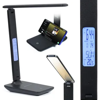 Stojací lampa Interlook FX-015A | LED lampa na školní stůl s displejem | moderní noční lampa, školní lampa nebo stolní lampa Černý