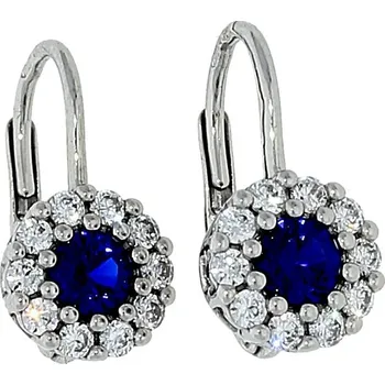Náušnice Goldstore Náušnice s kulatým safírem a zirkony Váha: 2.63 g