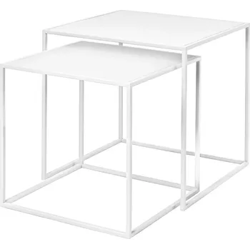 Konferenční stolek Bílé kovové konferenční stolky v sadě 2 ks 40x40 cm Fera – Blomus ID_1555306