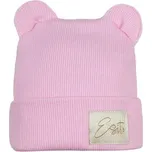 Zimní žebrovaná čepice s oušky Color Pink; Barva: růžová; Velikost: 38
