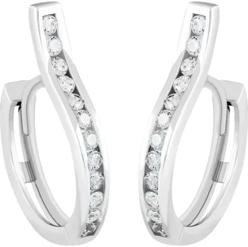 Náušnice GEMMAX Náušnice kroužky z bílého zlata se zirkony Ø 12 mm – zlatý šperk ryzosti 585/1000 v Dárkovém balení s Certifikátem GLEWB-12-02320