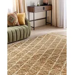 Béžový jutový koberec 200 x 300 cm ručně tkaný s geometrickým vzorem boho obývací pokoj ložnice Beliani