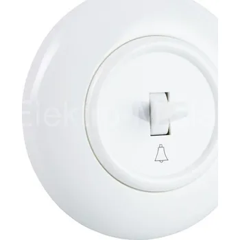 vypínač LF0020W zvonek bílá LOFT retro DPM tlačítko se symbolem zvonku plastový