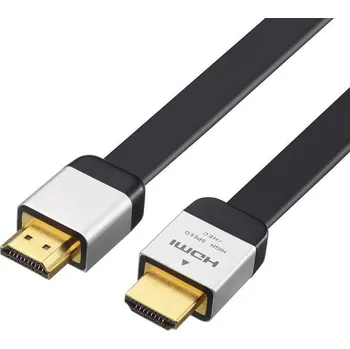 Video kabel Interlook HWD-2,0-3M | Plochý vysokorychlostní kabel HDMI s Ethernetem 3 metry Černý