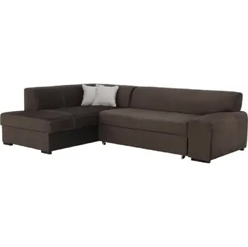 Sedací souprava Rohová sedací souprava MINERVA, rozkládací s úložným prostorem, levá, hnědá
