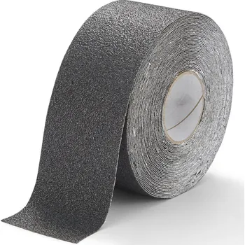 Výstražná páska Černá korundová chemicky odolná protiskluzová páska FLOMA Extra Super Chemical Resistant - 18,3 m x 10 cm a tloušťka 1 mm