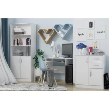 Obývací stěna Dětský pokoj, sestava COMBINO (regál, PC stůl,komoda), bílá