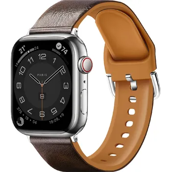 Příslušenství k chytrým hodinkám Řemínek z umělé kůže pro Apple Watch 38/40/41/42(S10)mm Barva: Tmavě hnědá
