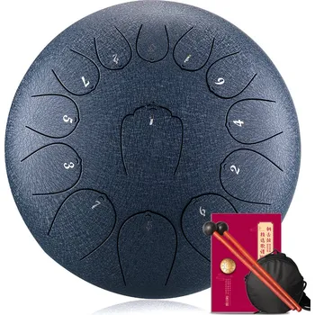 Bubínek Huashu Lotus HS12-13 ocelový jazykový buben tongue drum 13 tónů, 12", 30 cm, tmavě modrá