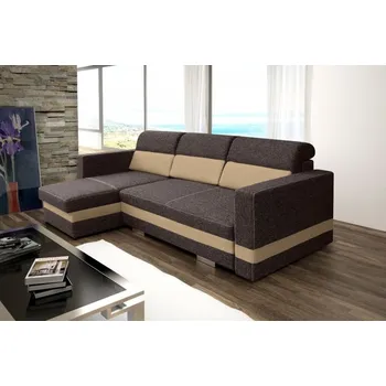 Sedací souprava Falco Rohová sedací souprava Rimini, rozkládací s úložným prostorem, levá, hnědá, béžová Etna 27/22